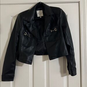 Bagatelle Women's Equestrian-Detail Faux-Leather Jacket motorcycle jacket small